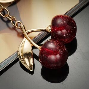 🦋 Sparkly Red Cherry Charm - Small